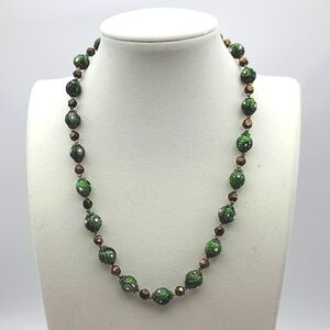 Murano Moretti Millefiori Venetian Glass Bead Necklace 16" EUC Antique Italian